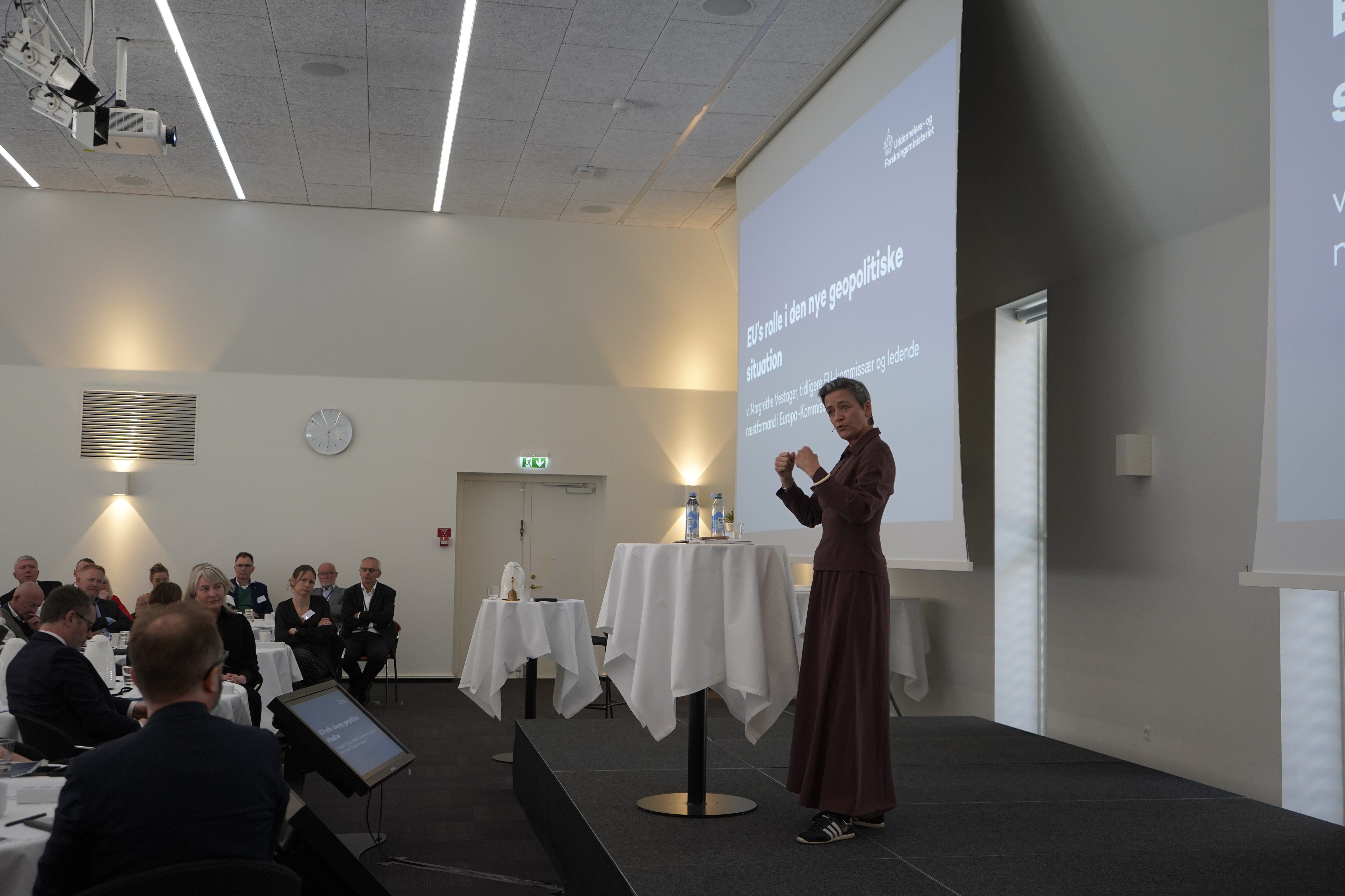 Margrethe Vestager, tidligere EU-kommissær og ledende næstformand i Europa-Kommission, der i dag er bestyrelsesleder ved DTU, holder oplæg om EU's rolle i den nye geopolitiske situation.