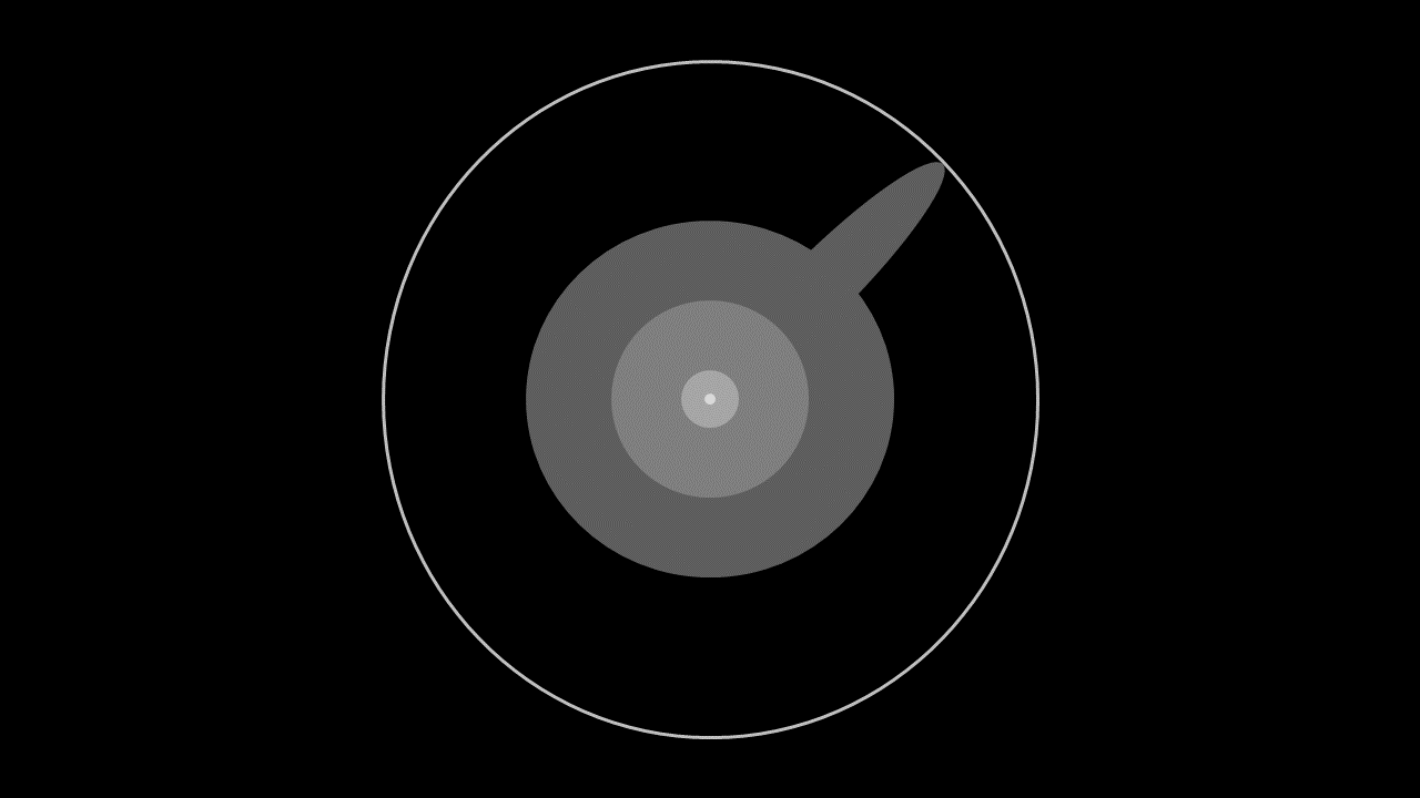 Slide 6: Cirkel med prik med 3 større ringe omkring sig. Fra yderste ring en tak ud til cirklens yderste kant h en ny lille prik på yderste ring Illustration: Cirkel med prik med 3 større ringe omkring sig. Fra den yderste ring går en tak ud til cirklens yderste kant.