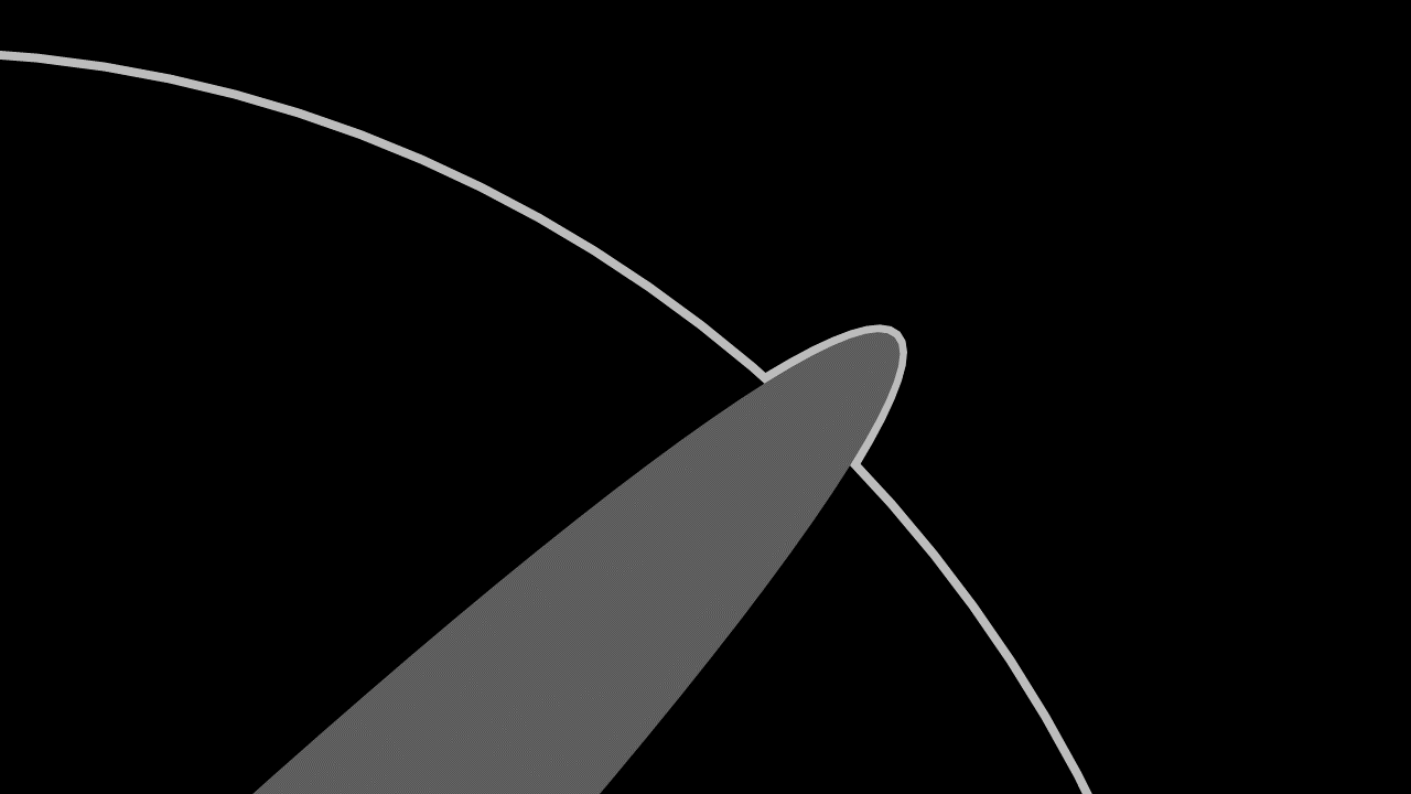 Slide 7: Zoom ind på takkens spids, der bryder gennem cirklens kant. Illustration: Zoom ind på takkens spids, der bryder gennem cirklens kant.